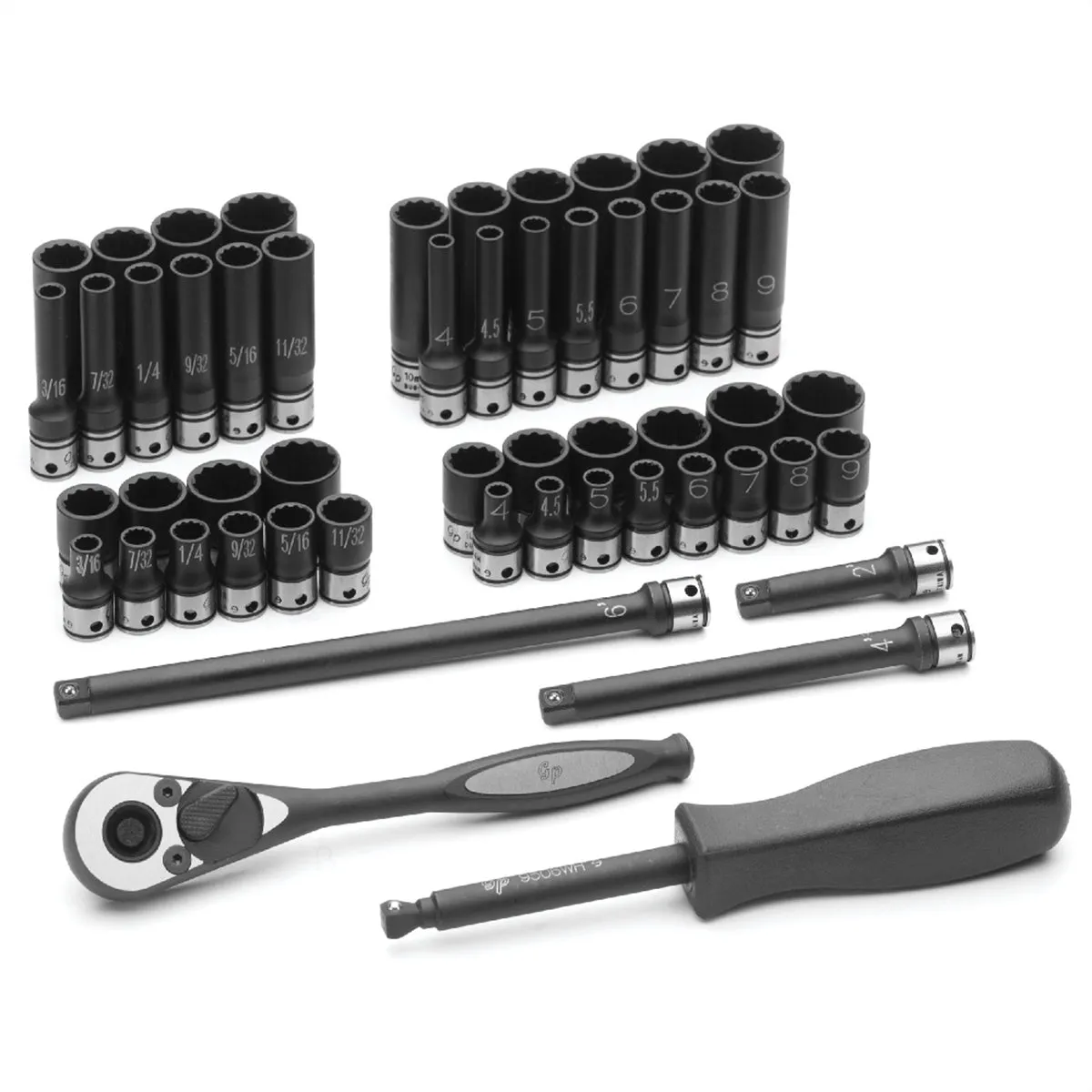 1/4" Dr. 53pc Fract. & Metric Duo-Socket Set - 12 Pt. GRE89253CRD