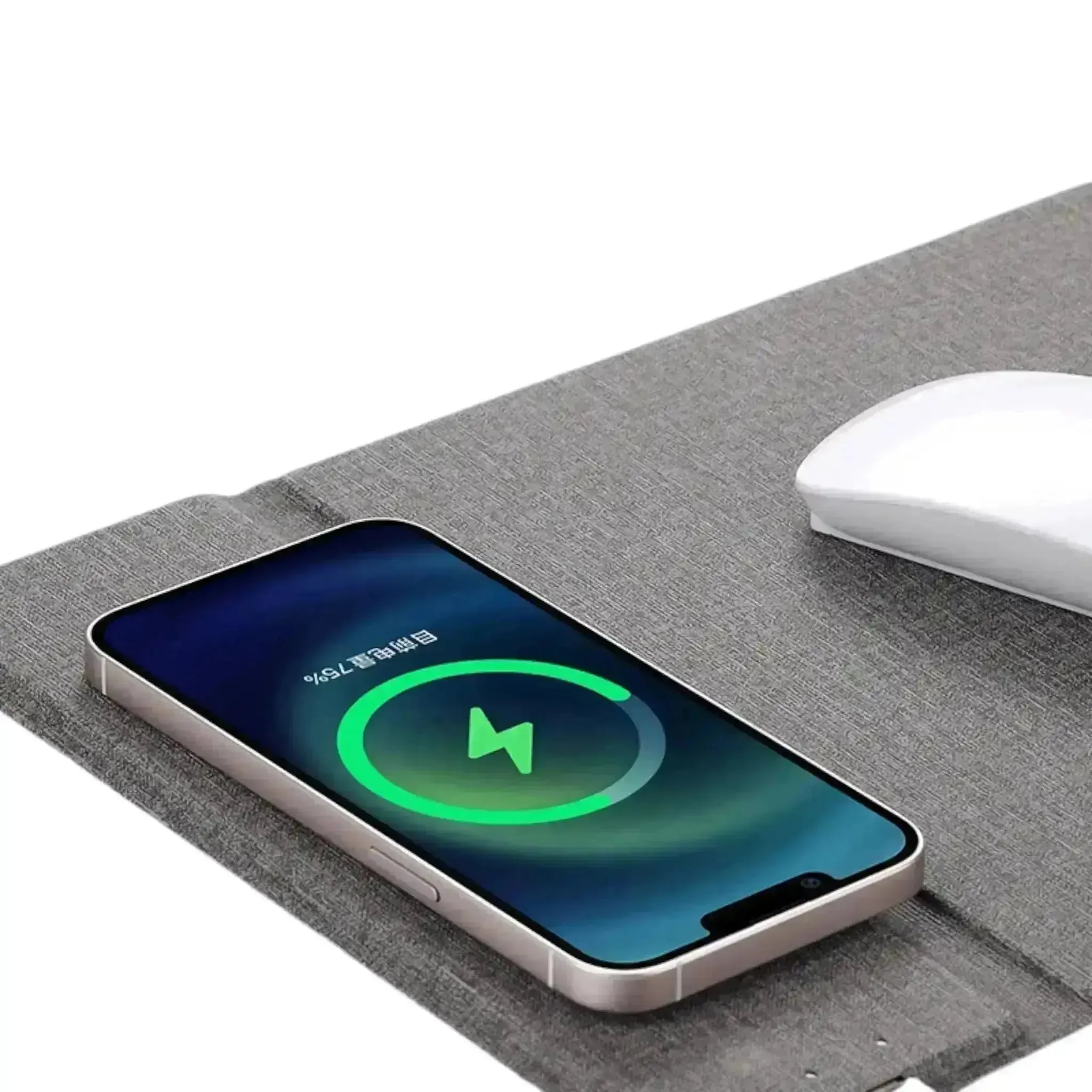 2-in-1 Qi Wireless Charger Mouse Pad – PU Leather Mat for Phones