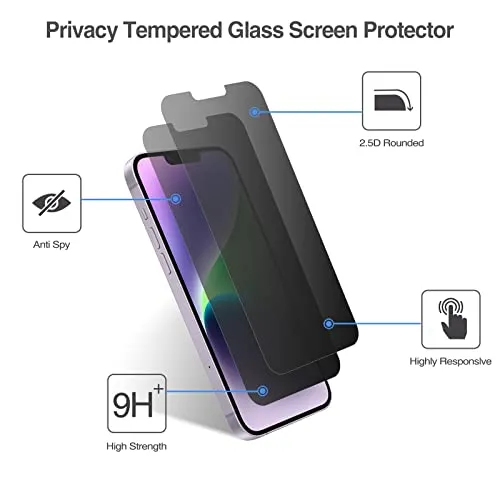 (2 Pack) iPhone 13 Pro Max/ iPhone 14 Plus 6.7" Privacy Tempered Glass Screen Protector | ProCase