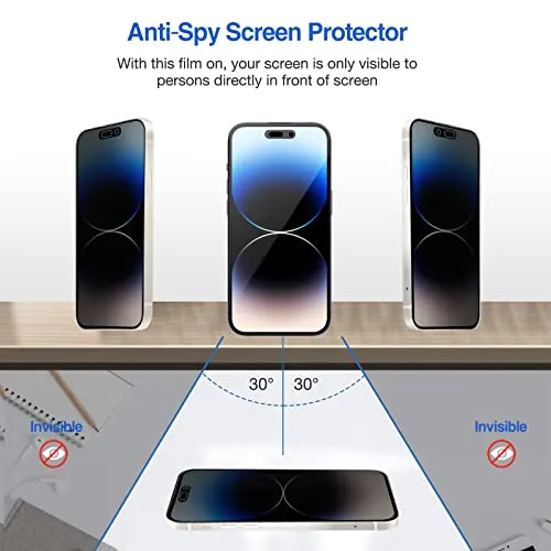 (2 Pack) iPhone 14 Pro 6.1" Privacy Tempered Glass Screen Protector | ProCase