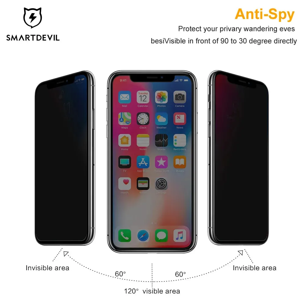 2Pcs Anti-Glare Privacy Tempered Glass for iPhone 6 6s 7 8 p X XS MAX XR 11 12 Pro Max Screen Protector  Private Film