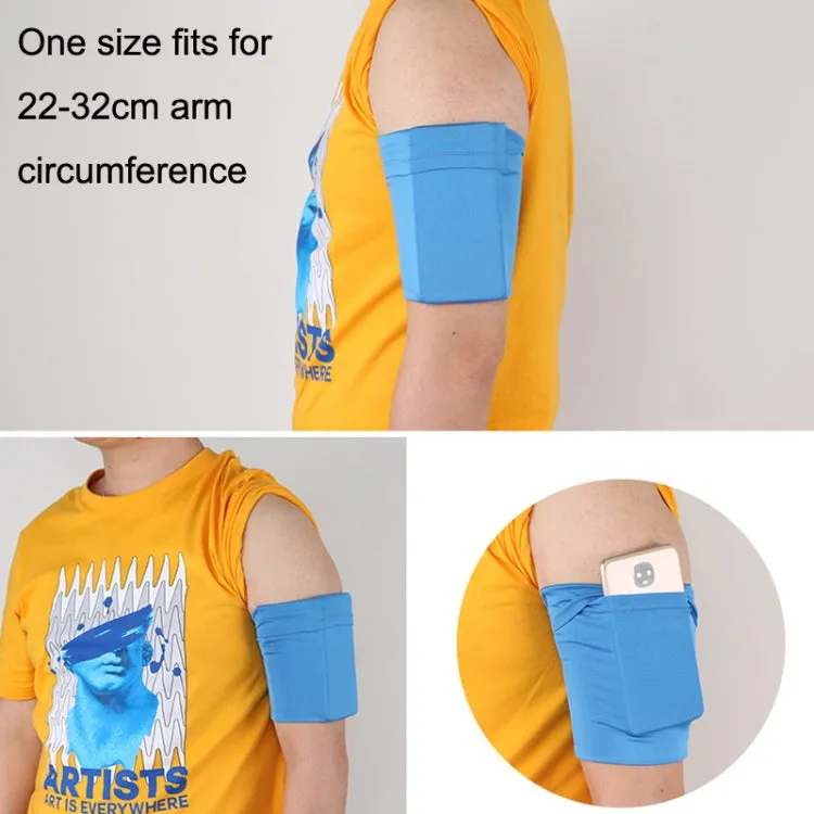 2pcs Outdoor Fitness Mobile Phone Arm Bag Sports Elastic Armbands(White Blue)