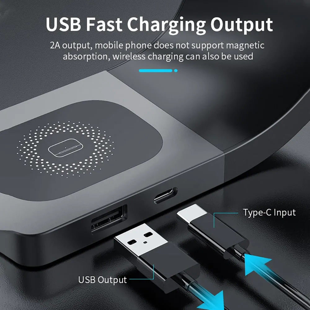 3 in 1 Qi Wireless Charger Stand for iPhone for Apple Watch Airpods Fast Charging Dock