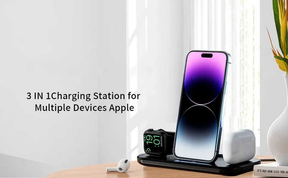 3 in 1 Wireless Charger Pad Stand For iPhone 14 13 12 11 Apple Watch Fast Charging Dock Station for Airpods IWatch Phone Holder