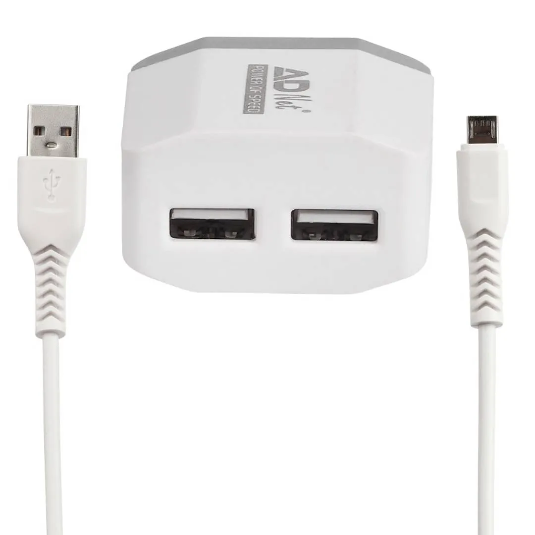 3.1 Amp 5V Dual Port Fast Wall Charger With Fast Charging Micro USB Cable