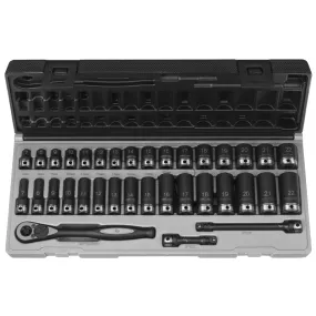 3/8" Dr. 35pc Metric Std & Deep Duo-Socket Set - 6 Pt. GRE81635MRD