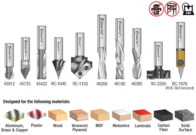 3D Signmaking CNC Router Bit Collection | 10 Piece | 1⁄2 Shank | AMS-138 | 738685138113