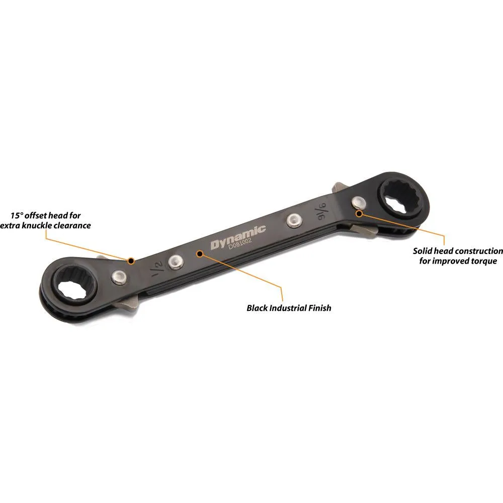 5/8" X 11/16" Double Box End Ratcheting Wrench, 25° Offset