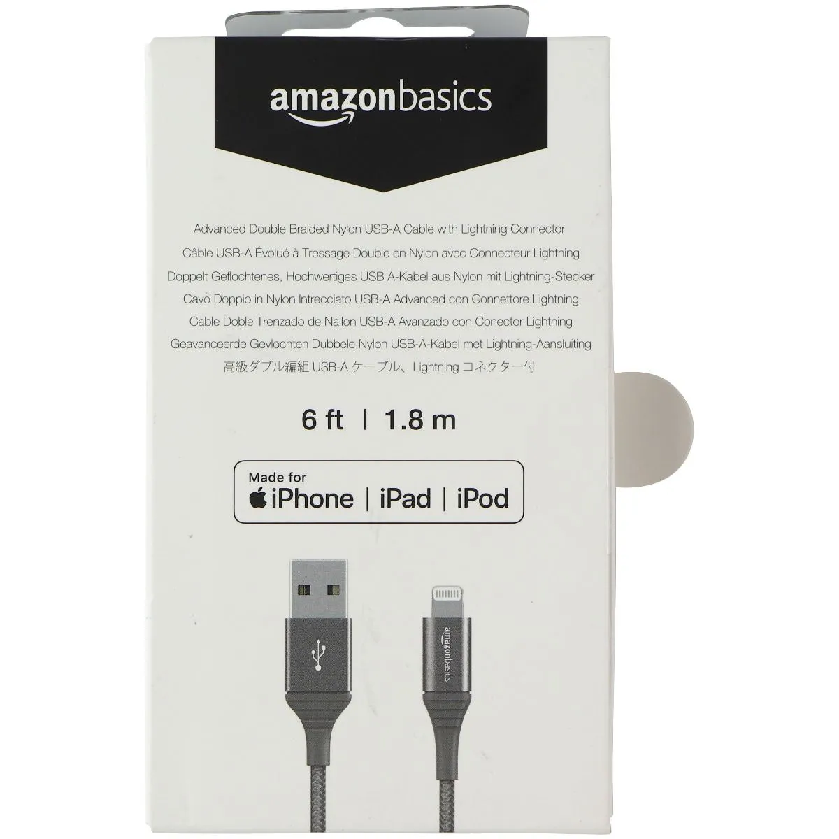 Amazon Basics (6-Ft) USB-A to Lightning 8-Pin MFi Cable- Dark Gray