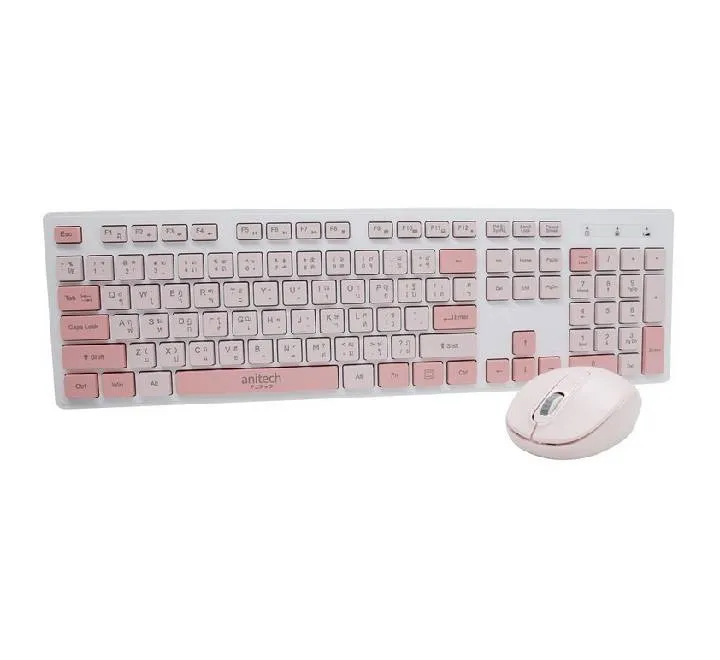 Anitech PA811PI Wireless Keyboard & Mouse Combo Set (Pink)