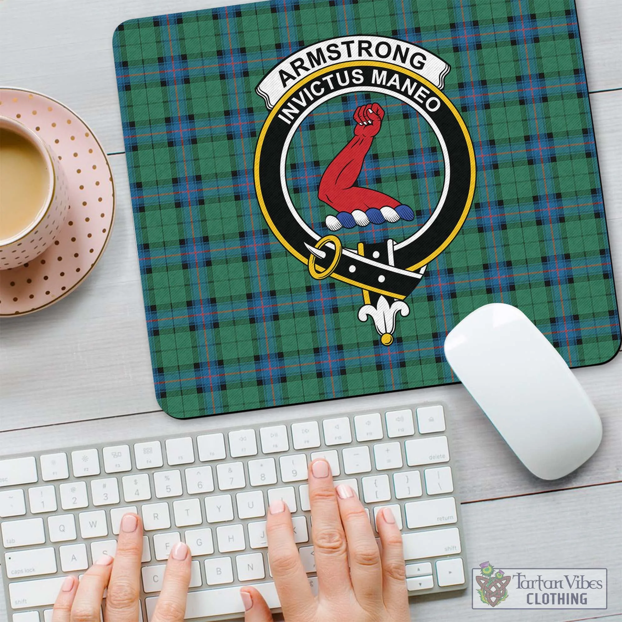 Armstrong Ancient Tartan Mouse Pad with Family Crest