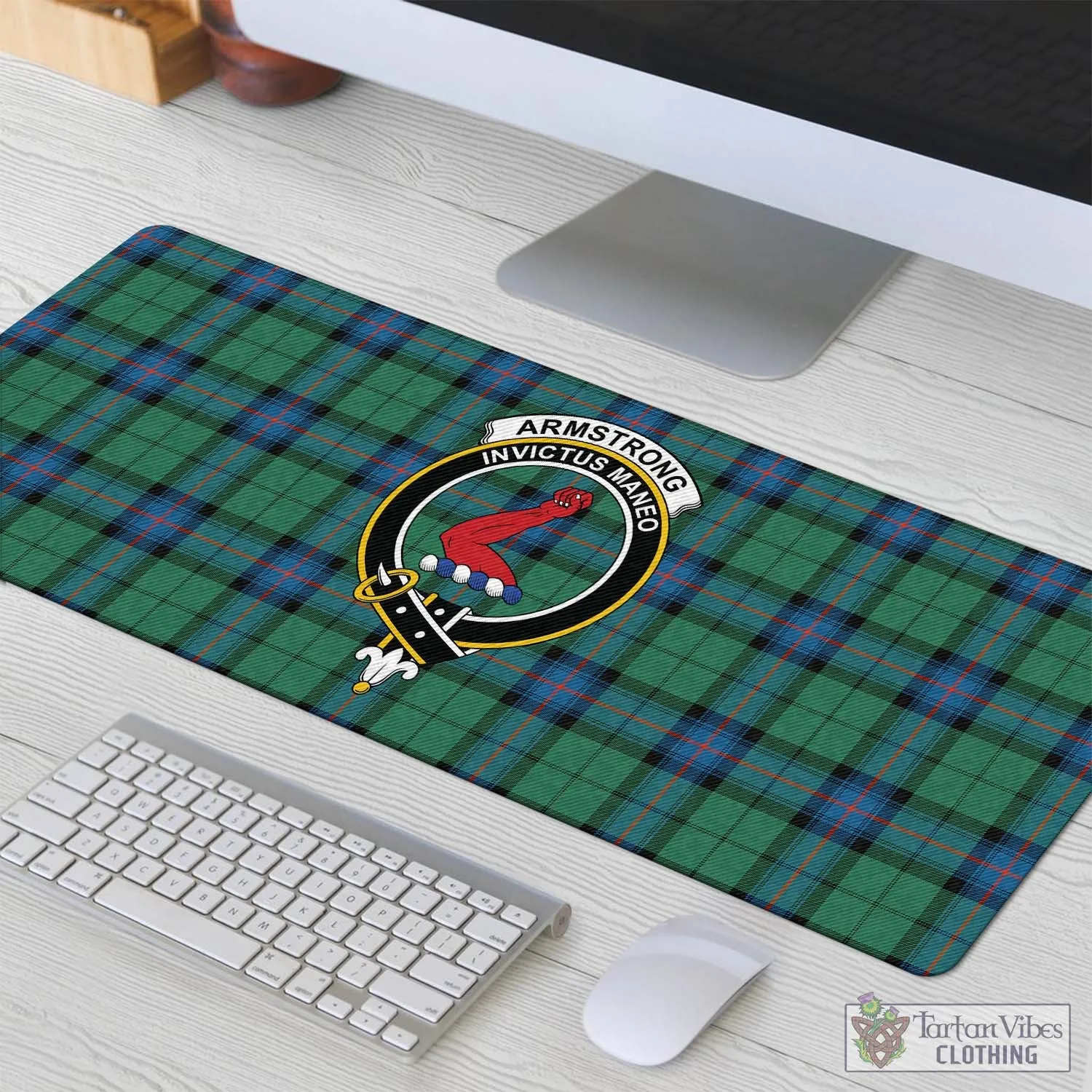 Armstrong Ancient Tartan Mouse Pad with Family Crest