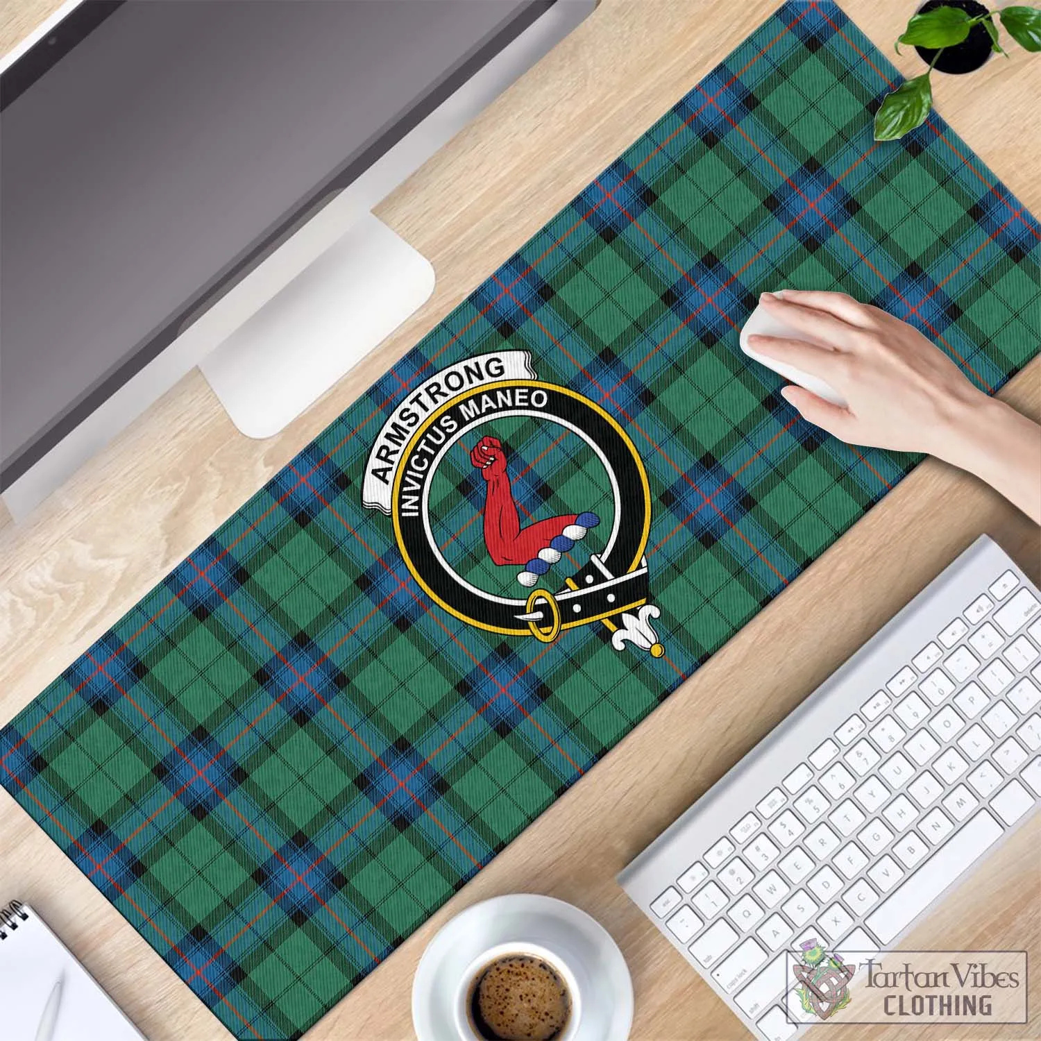 Armstrong Ancient Tartan Mouse Pad with Family Crest