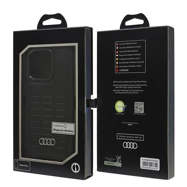 Audi Synthetic Leather Hardcase with MagSafe for iPhone 16 Pro 6.3" Black - AU-TPUPCMIP16P-GT/D3-BK