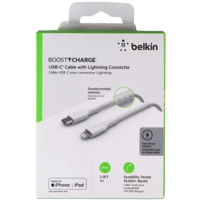 Belkin (3.3 ft/1 m) BoostCharge USB-C to 8-Pin Fast Charge Braided Cable - White