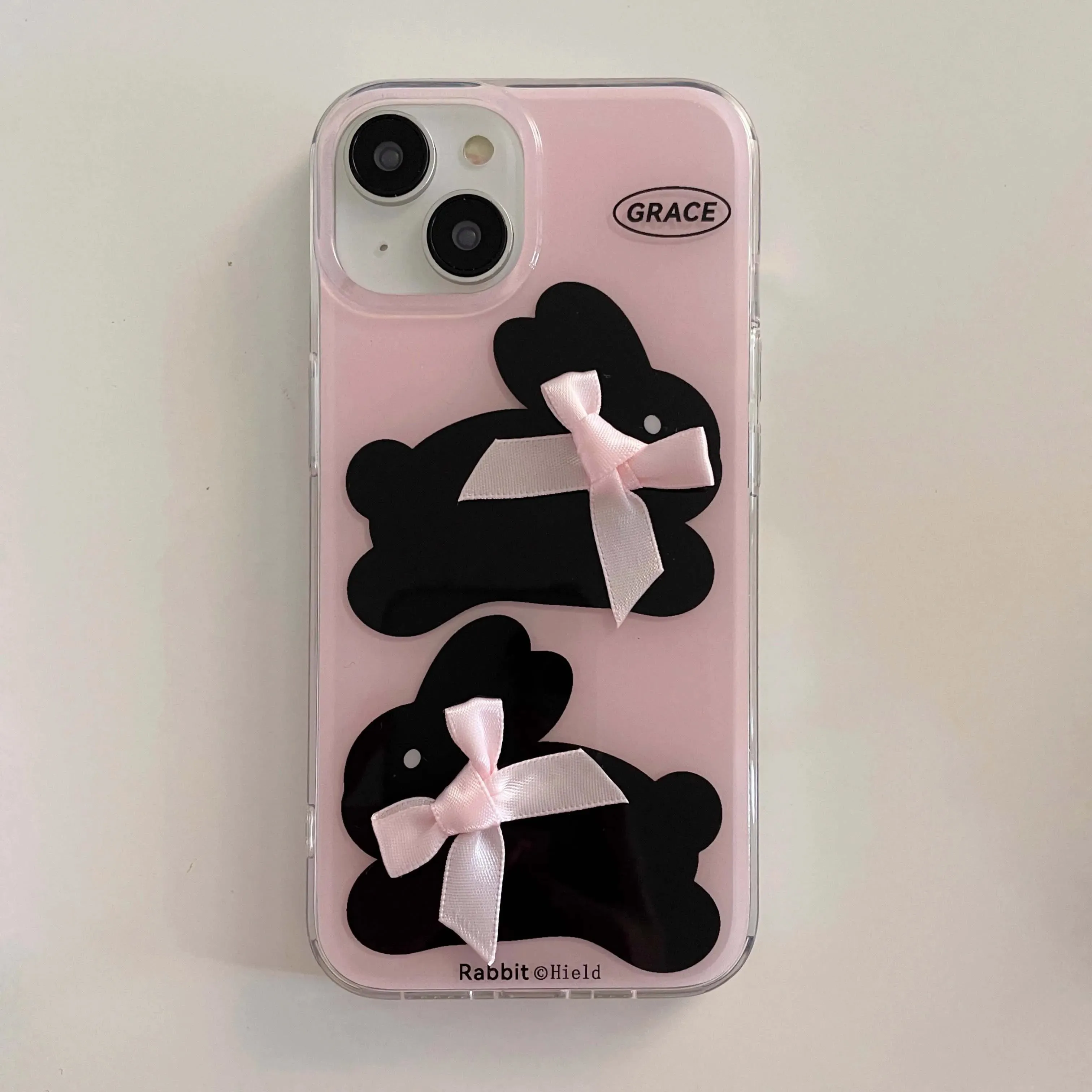 Black Bunny Pink Bow iPhone Case