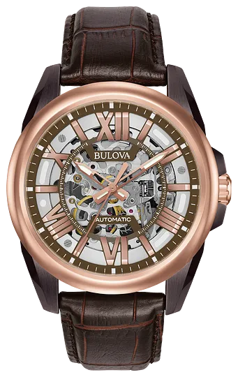 Bulova Sutton Rose Gold Tone Automatic Mens Watch 98A165