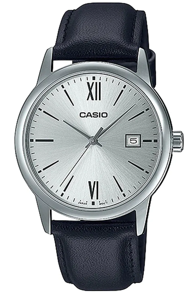 Casio MTP-V002L-7B3 Black Leather Strap Watch for Men