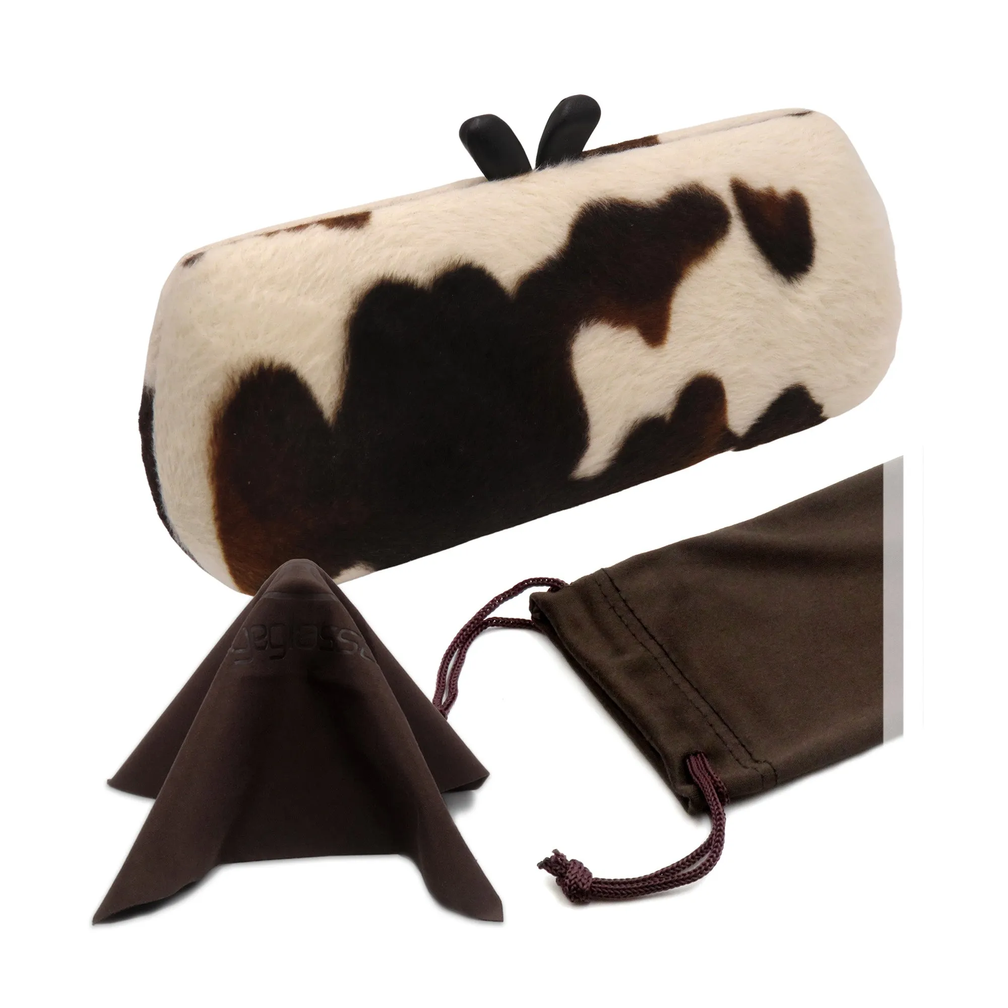 Chic Glasses Case - Hard Eyeglasses Case with Handle - Cute Small Sunglass Case Holder Pouch & Cloth (AS461 PONY)