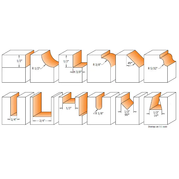 CMT 12 Piece Router Bit Set in Case Carbide Tipped 1/4" Shanks (DCE)