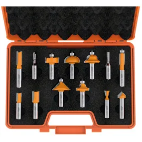 CMT 13 Piece Router Bit Set in Case Carbide Tipped 1/2" Shanks (DCE)