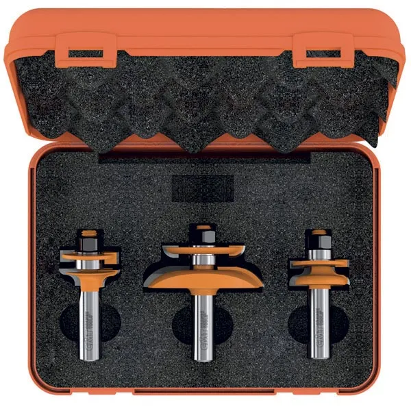 CMT 3 Piece Junior Raised Panel Carbide Tipped Router Bit Sets With Backcutters