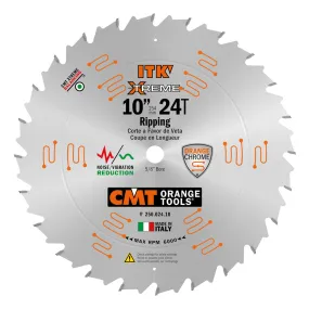 CMT ITK Xtreme Orange Chrome Thin Kerf 10" Ripping Blade, 24 Teeth, Alternate Top Bevel (ATB), 0.102” Kerf  250.024.10