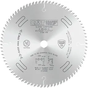 CMT Orange Chrome Carbide 12" Full Kerf  Heavy Duty Crosscut Blade, 72 Teeth, Alternate Top Bevel Grind, 0.126” Kerf 285.672.12