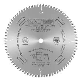 CMT Orange Chrome Carbide Full Kerf 10” Double-Sided Laminate / Melamine Crosscutting Blade, 80 Teeth, Triple Chip Grind (TCG), 0.126” Kerf 281.681.10