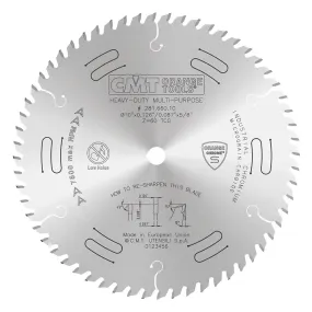 CMT Orange Chrome Carbide Full Kerf 10” Heavy Duty Multi-Purpose Crosscutting Blade, 60 Teeth, Triple Chip Grind (TCG), 0.126” Kerf 281.660.10