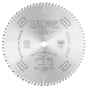 CMT Orange Chrome Carbide Full Kerf 10” Ultimate Crosscutting Blade, 80 Teeth, High Alternate Top Bevel Grind (HiATB), 0.126” Kerf 283.680.10