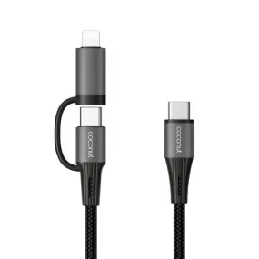 Coconut C19 2 in 1 Fast Charging Cable - 1M Lightning, Type C, Micro USB