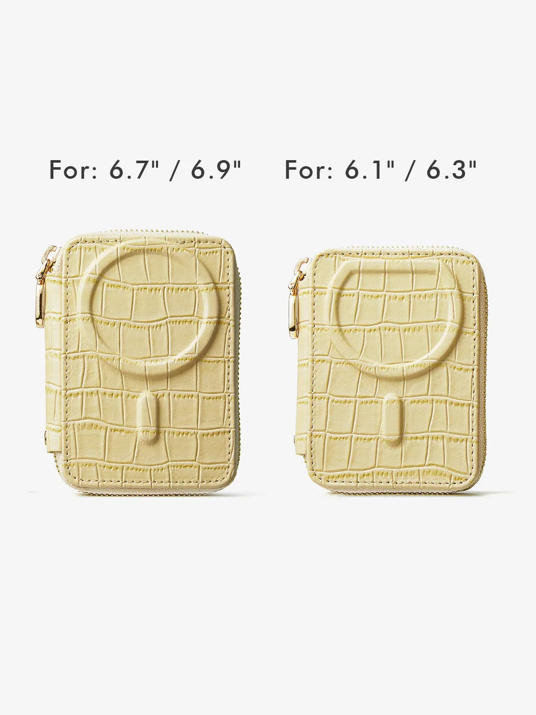 Crocodile Craft Set- Detachable Wireless Charging Crossbody Wallet Phone Case Round Pouch Set