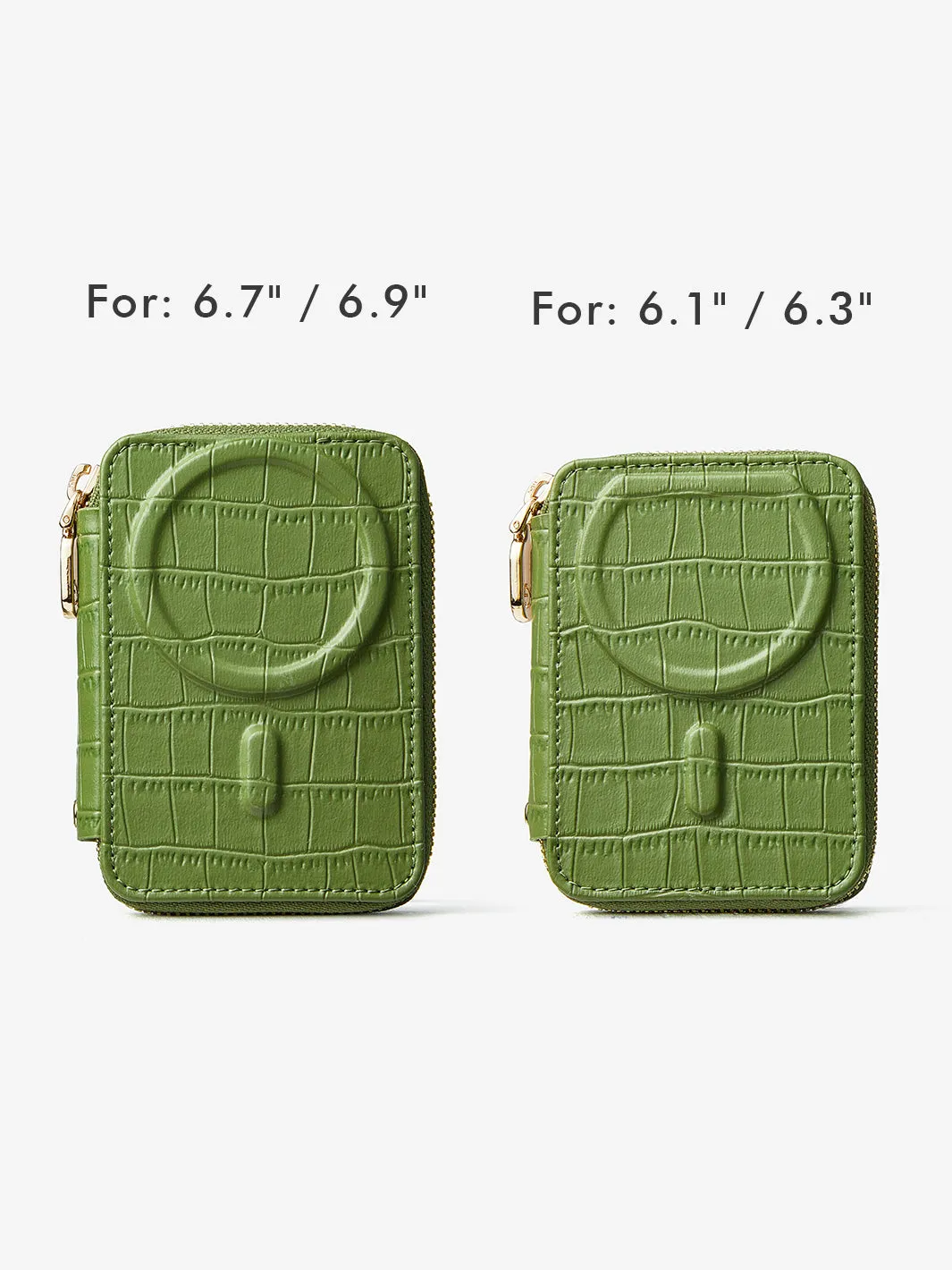 Crocodile Craft Set- Detachable Wireless Charging Crossbody Wallet Phone Case Round Pouch Set