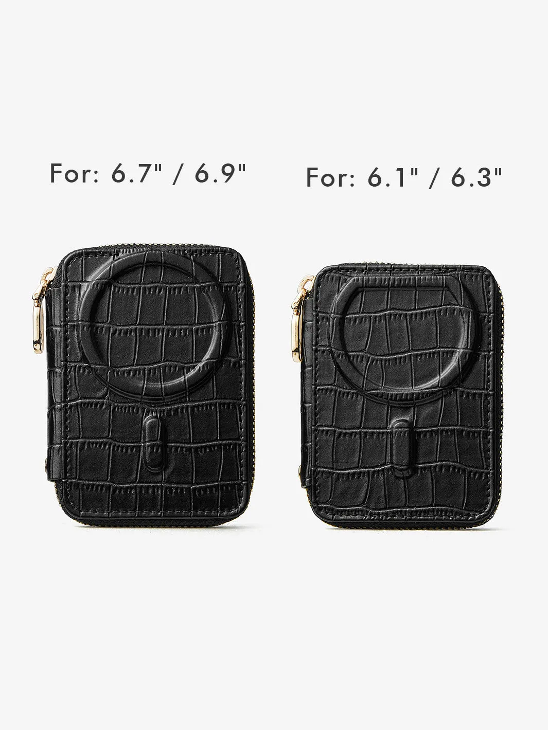 Crocodile Craft Set- Detachable Wireless Charging Crossbody Wallet Phone Case Round Pouch Set