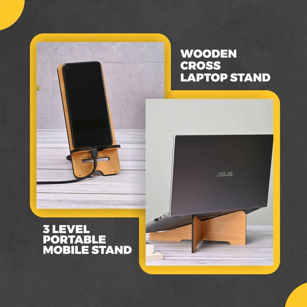 Cross Laptop Stand & Mobile Stand Combo | Laptop Accessories | Desk Accessories