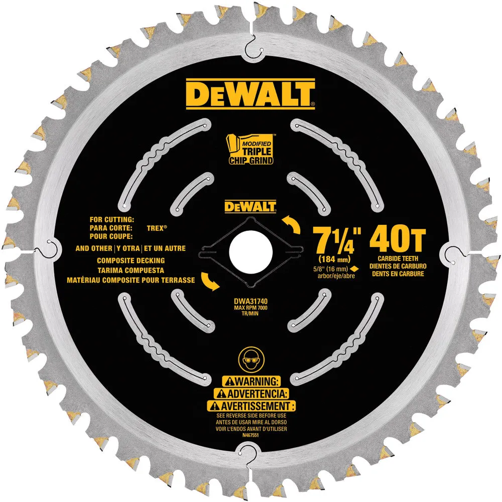 DeWalt DWA31740 7-1/4" 40T Composite Deck Blade