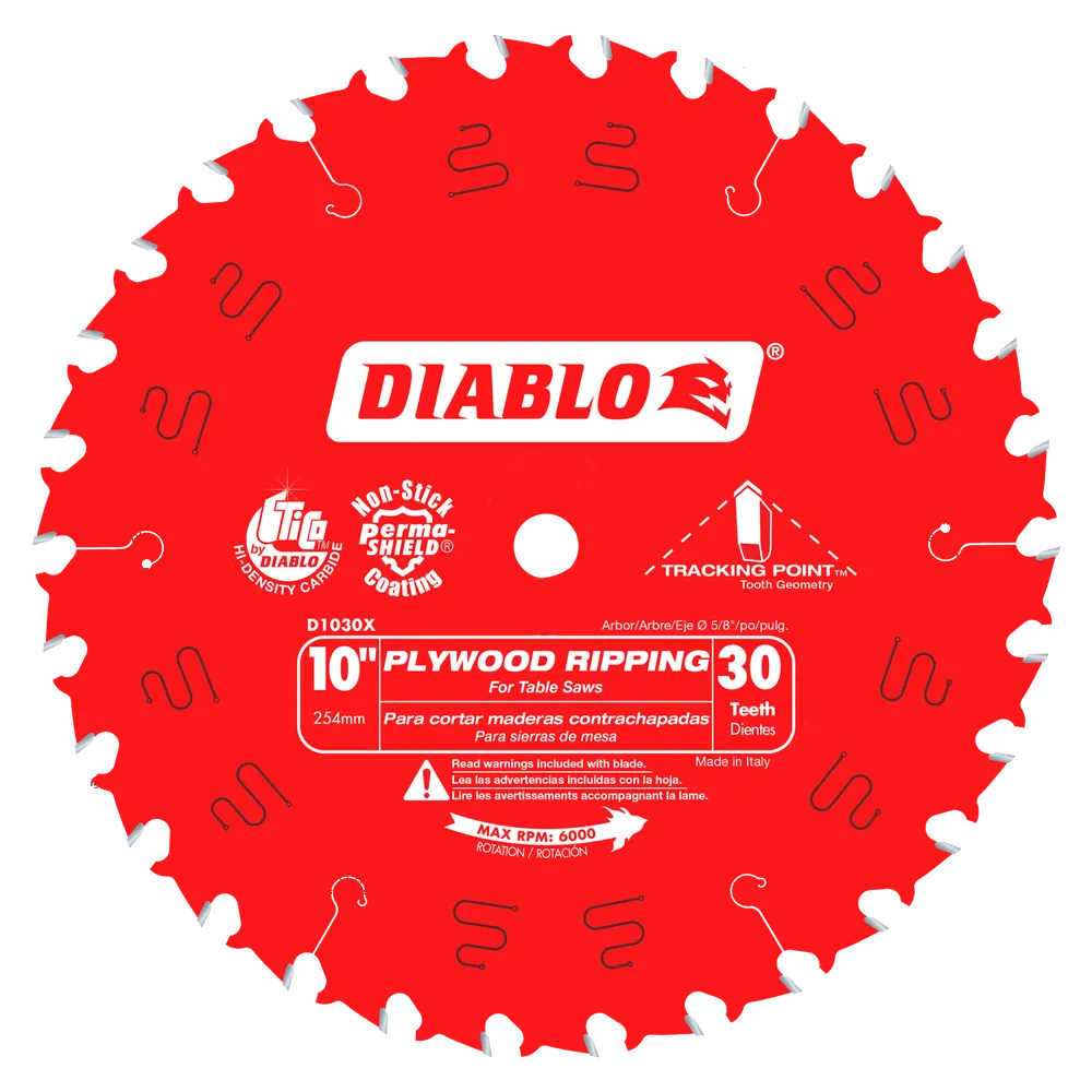 DIABLO 10 in. x 30 Tooth Plywood Ripping Blade (D1030X)