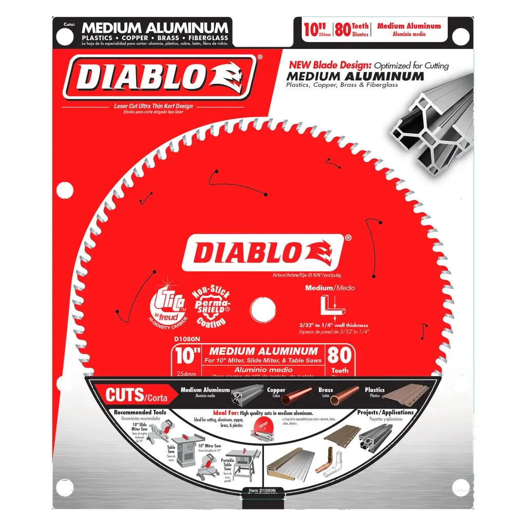 Diablo 10" x 80-T Saw Blade for Medium Aluminum