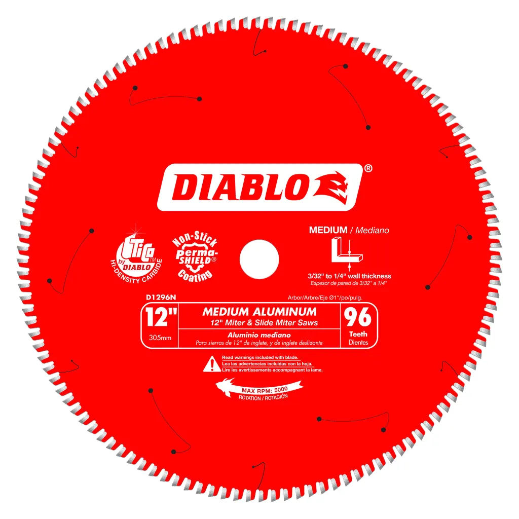 Diablo 12" x 96-T Saw Blade for Medium Aluminum