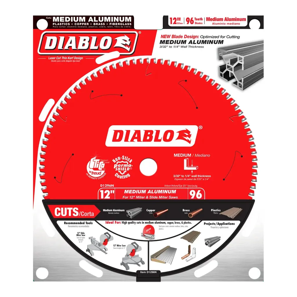 Diablo 12" x 96-T Saw Blade for Medium Aluminum