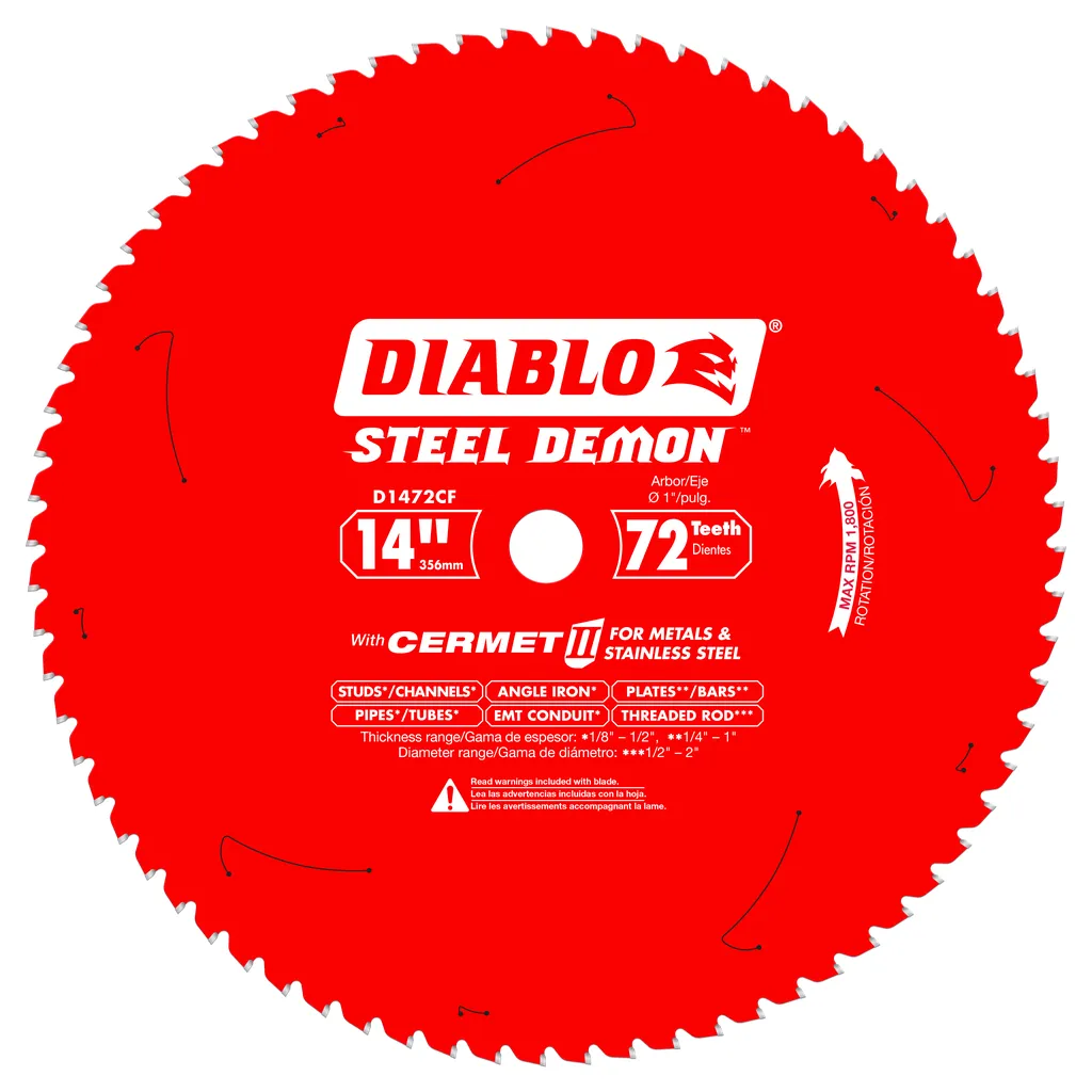 Diablo 14" x 72-Teeth Steel Demon Cermet II Saw Blade for Medium Metal