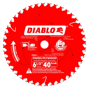 DIABLO 6-1/2 in. x 40 Tooth Finish Trim Saw Blade (D0641X)