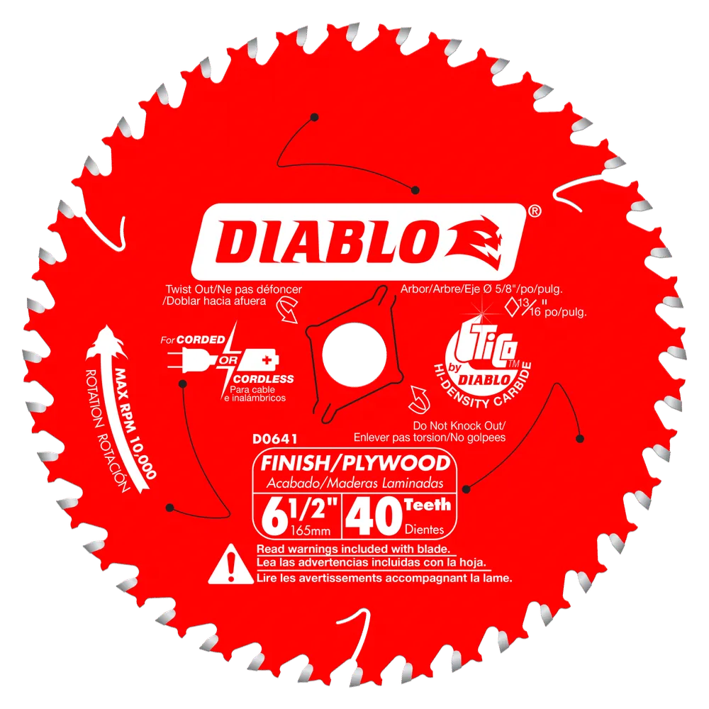 DIABLO 6-1/2 in. x 40 Tooth Finish Trim Saw Blade (D0641X)