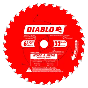 Diablo 6-1/2" x 32-Teeth Carbide Saw Blade for Wood and Metal - 5 Pcs