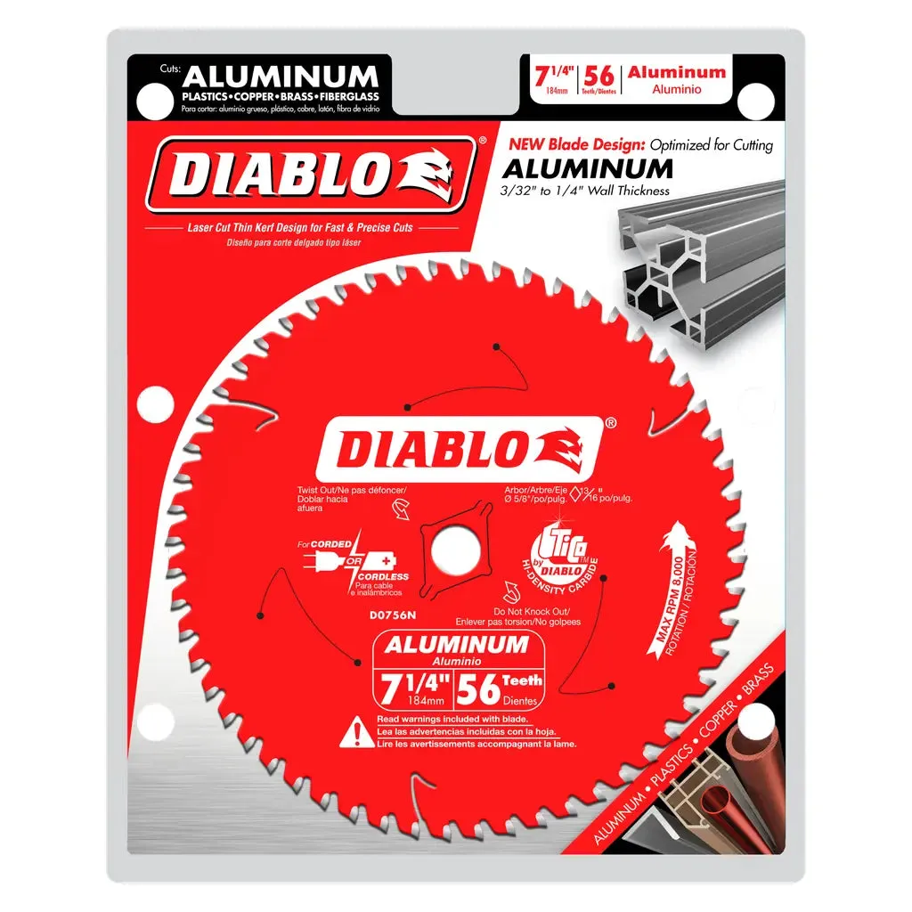 Diablo 7-1/4" x 56-T Saw Blade for Thick Aluminum