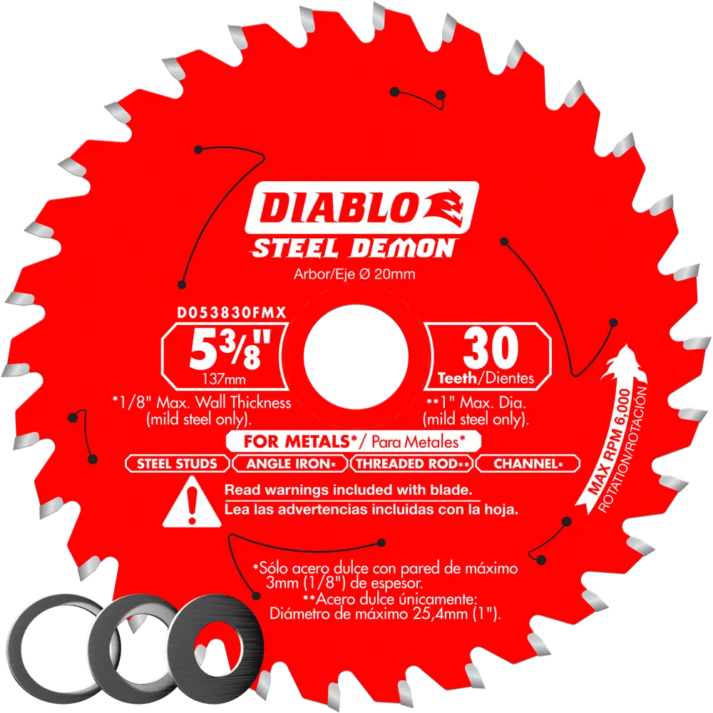 Diablo D053830FMX 5-3/8" x 30 Tooth Carbide-Tipped Saw Blade for Metal