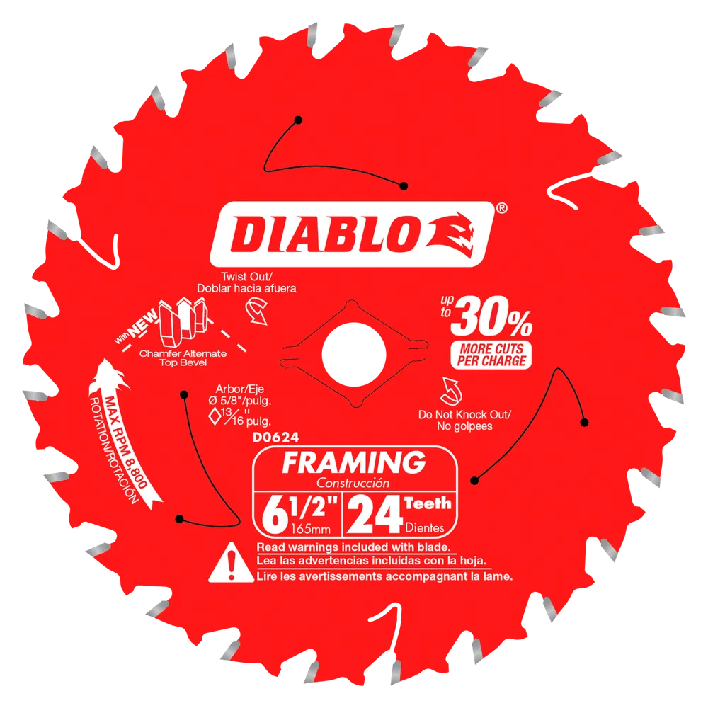 Diablo D0624X 6-1/2" x 24 Tooth Framing Saw Blade