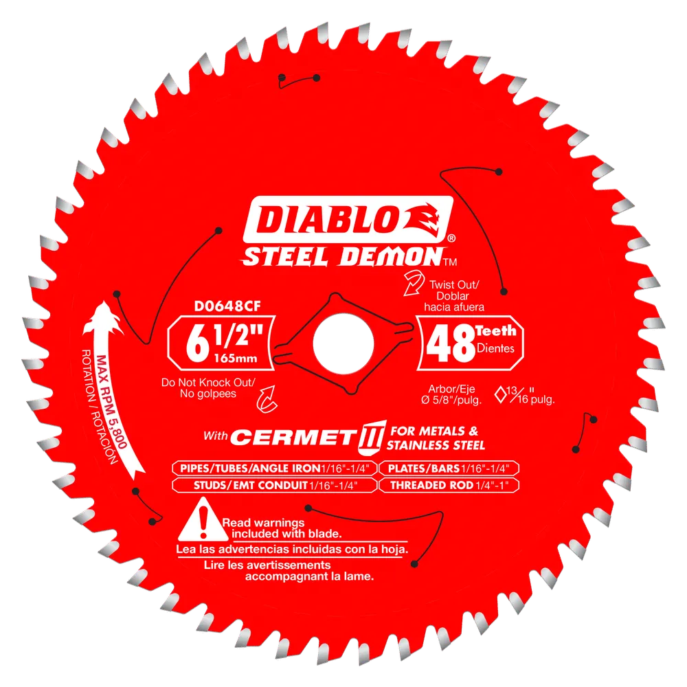 Diablo D0648CF 6-1/2" x 48 Tooth Cermet II Saw Blade