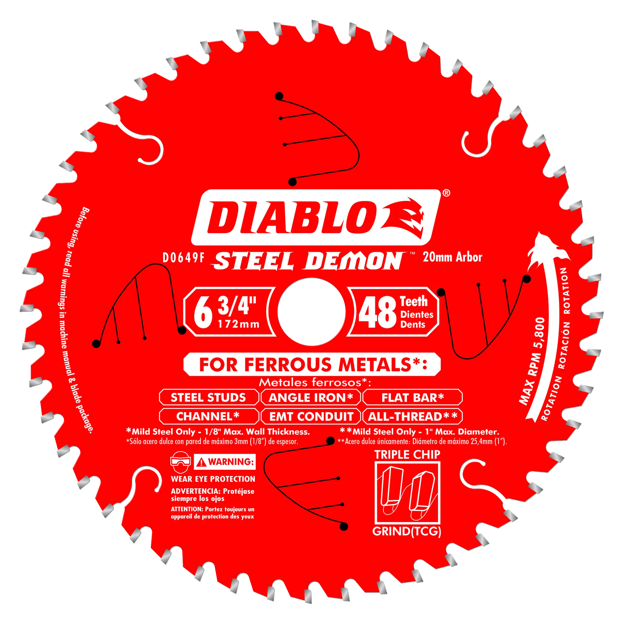 Diablo D0649 6-3/4" x 48 Tooth Carbide-Tipped Saw Blade for Metal